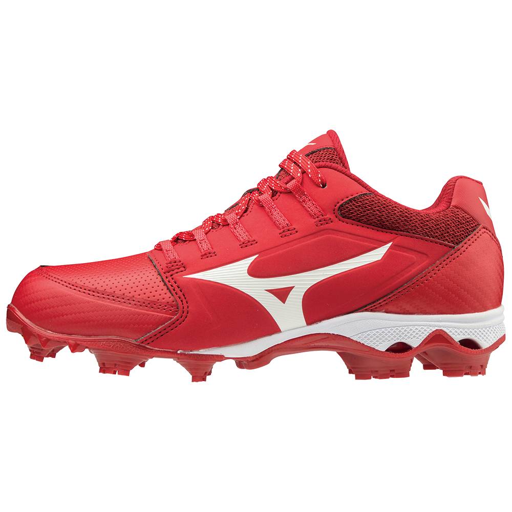 Mizuno 9-Spike Advanced Finch Elite 4 TPU Molded - Bayan Softball Ayakkabı - Kırmızı/Beyaz Türkiye (